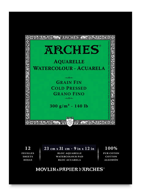 Arches Watercolor Pad - 140 lb. Cold Press 9 x 12
