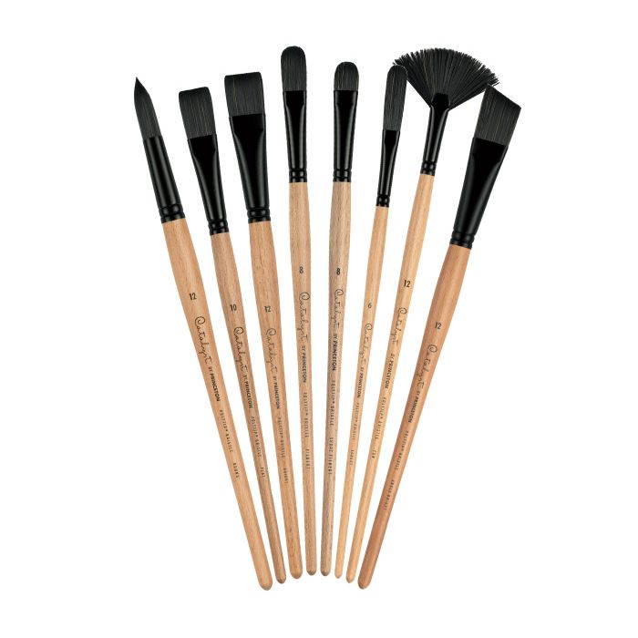Princeton Catalyst Polytip Flat Series 6400 Long Handle Brushes for Acrylic and Oil Size 4 