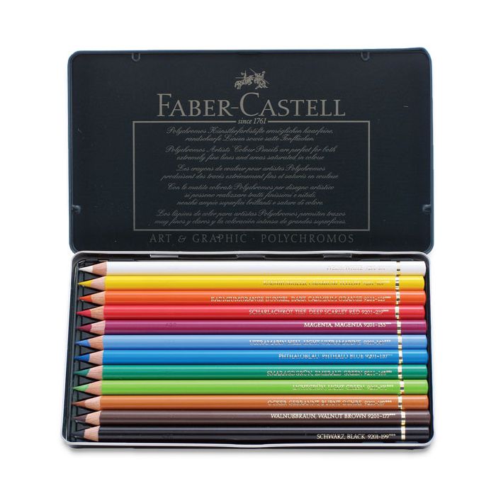 Faber-Castell Polychromos Colored Pencil Set - 12 Assorted Colors