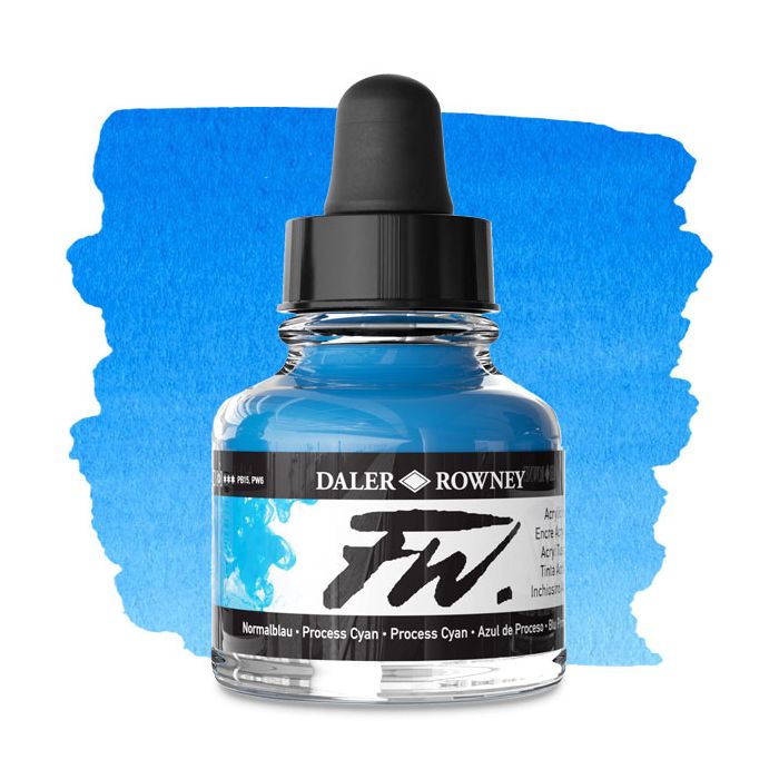 Daler-Rowney FW Acrylic Water-Resistant Artist Ink 1oz Process Cyan