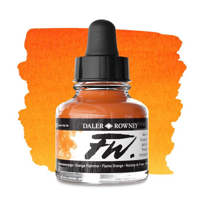 FW Acrylic Artists Ink 1 oz Flame Orange