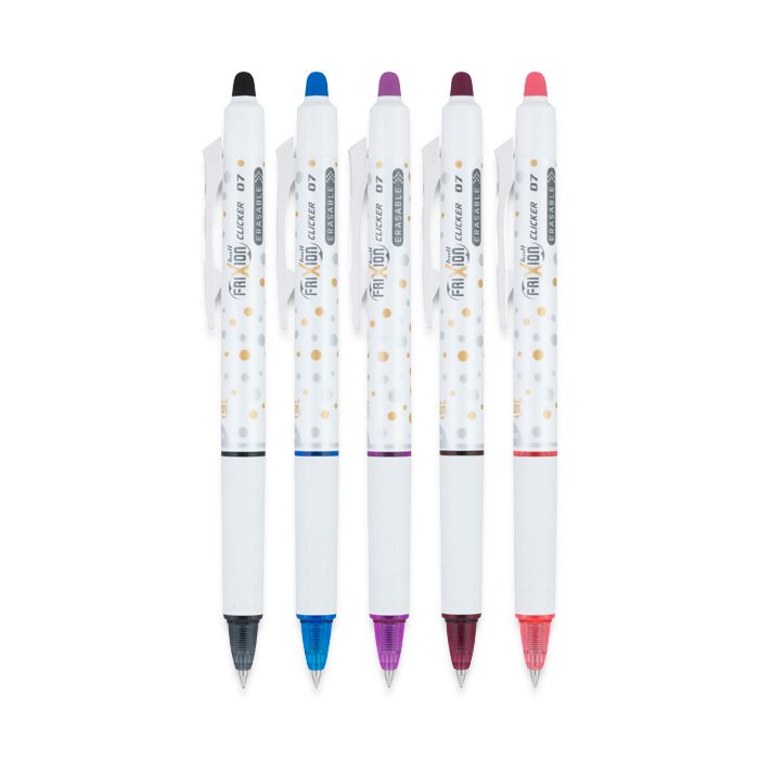 Pilot FriXion Clicker Erasable Gel Pens in Assorted Colors - Fine Point -  Pack of 5