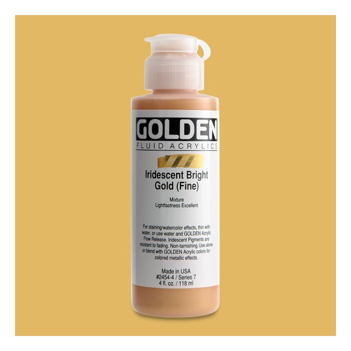 Golden Fluid Acrylic Iridescent Bright Gold (Fine) 1 oz