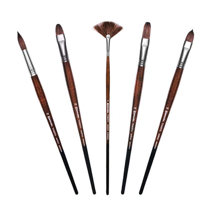 Escoda Optimo Kolinsky Sable Brush - Pointed Round, Long Handle, Size 3/0 