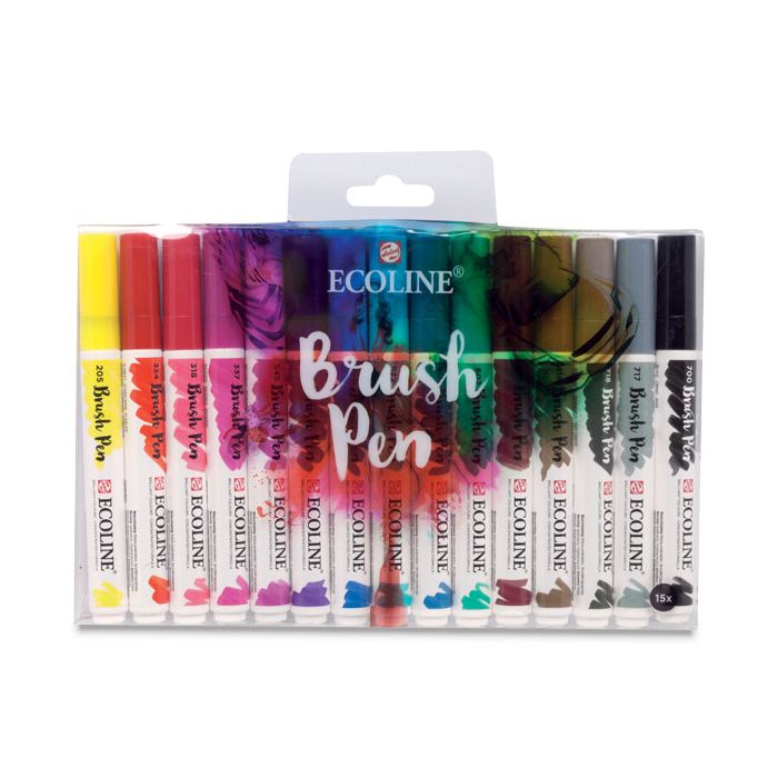 Ecoline Brush Pen, Assorted Colors Set of 15 | Royal Talens - Art Stuff