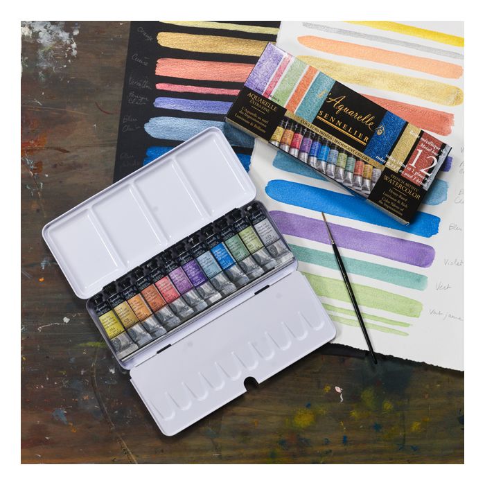 Sennelier L'Aquarelle French Artists' Watercolor Travel Set of 14