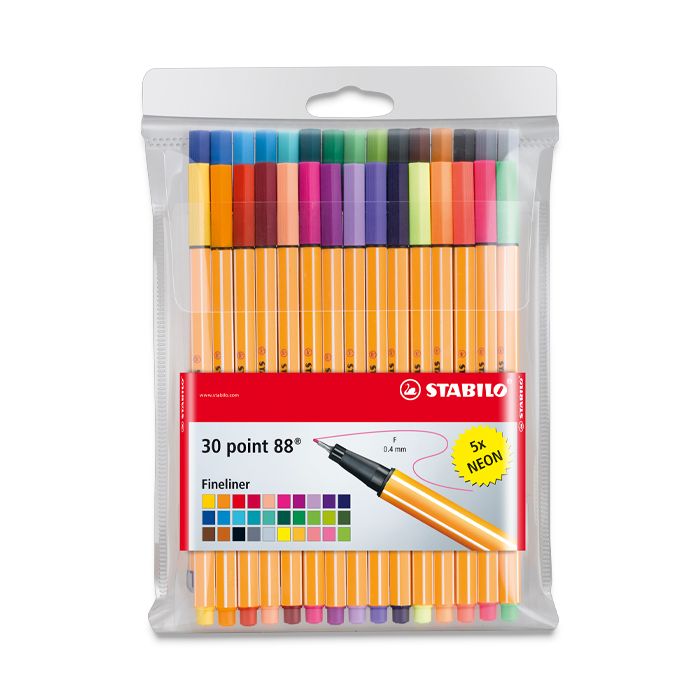 Stabilo Point 88 Fineliner Pen Set - Assorted Colors, Set of 30