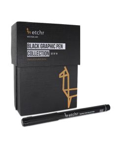 Black Graphic Pen Collection, Set of 16