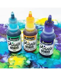 Piñata Alcohol Ink 1/2 oz. Squeeze Bottles with Ink Painting