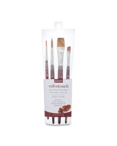 Princeton Velvetouch Series 3950 Synthetic Brushes, Professional Set of 4