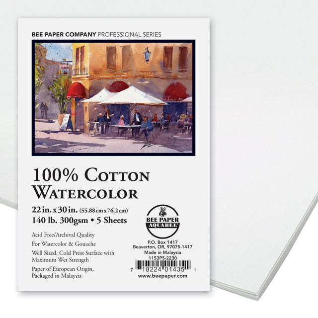Bee Paper Cotton Cold Press Watercolor Paper Pack, 6X9-Inch, 50 Sheets