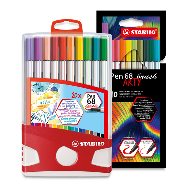 STABILO Pen 68 Fibre Tip Pen - Assorted Colours (Tin of 20)