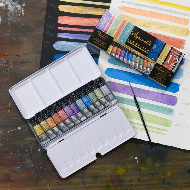 French Artists' Watercolor Set, Iridescent Set of 12