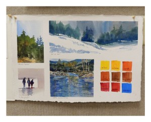 Make visual charts to help plan your painting on the back of a discarded painting.