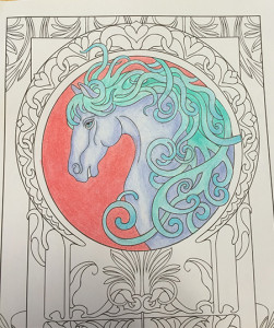 partially colored in horse design 