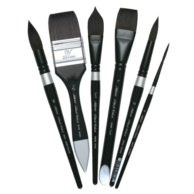 An image of a selection of Silver Brush Black Velvet Brushes